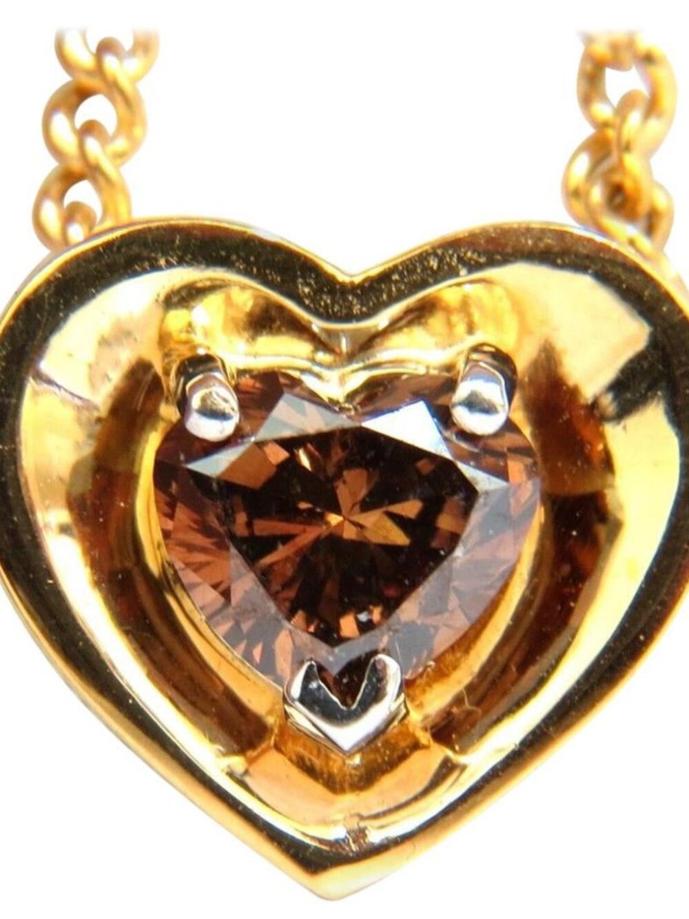 .78CT NATURAL PURE VIVID BROWN HEART CUT DIAMOND PENDANT 14KT NECKLACE*